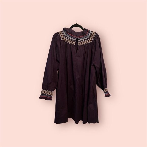 Purple Swing Dress With Embroidery - Picture 3 of 9